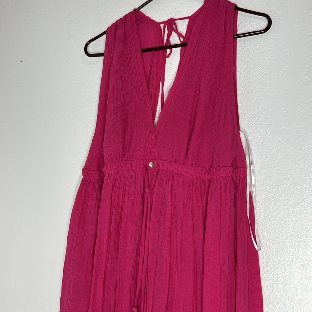 Lulus Maxi Dress Fuchsia Button Up Bottom Lined S… - image 2